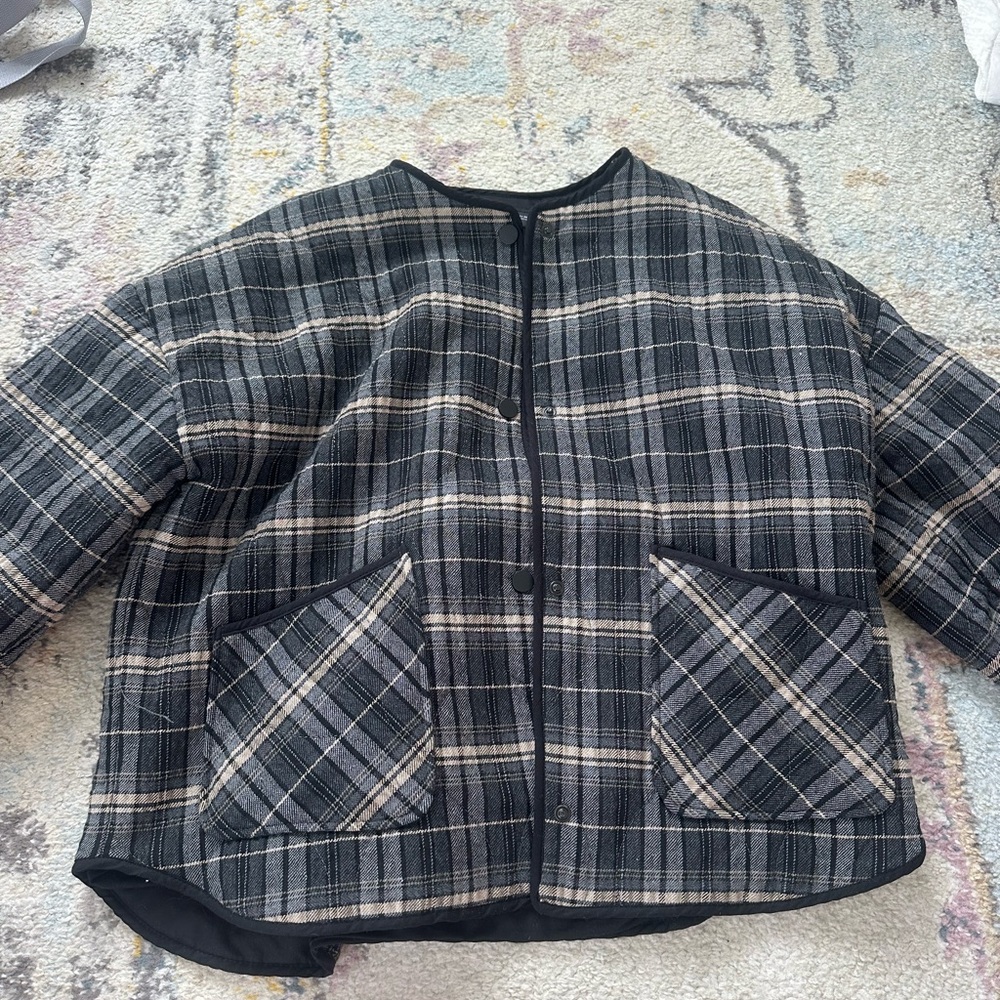 Plaid Women's Jacket - Black and Gray